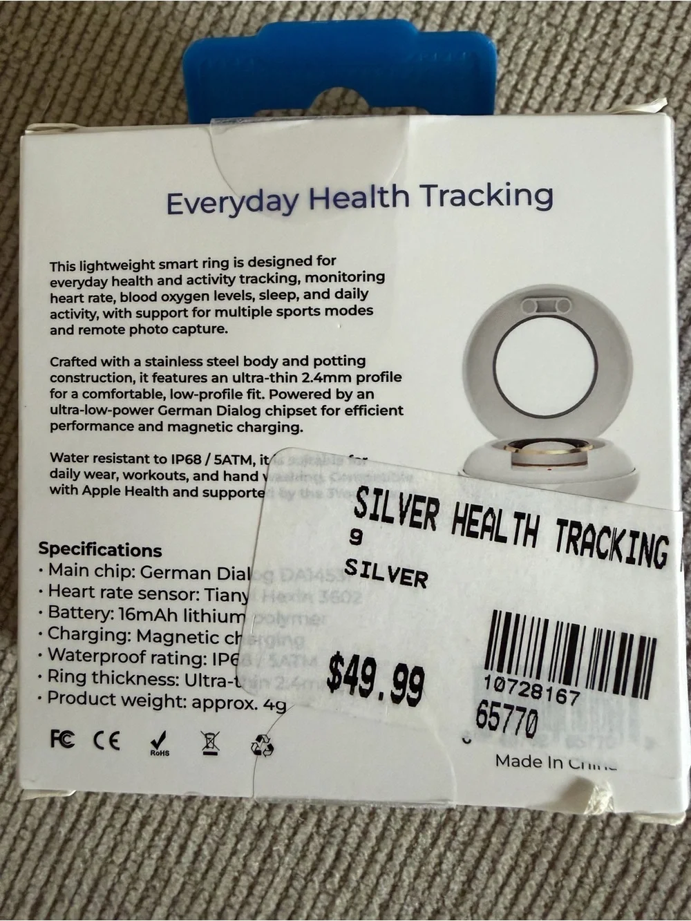 Smart Ring — Silver Stainless Steel Wearable